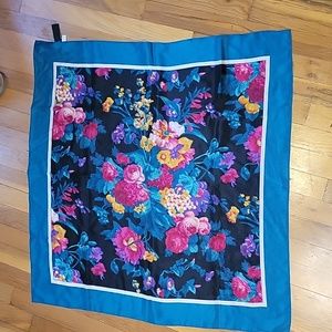 rare 100% Silk  vintage floral accent scarf